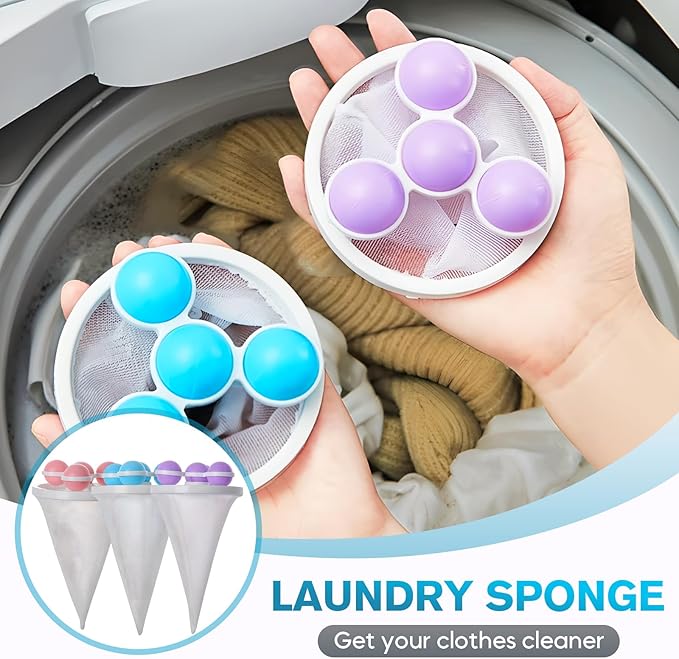 Pet Hair Remover for Laundry, 2026 Upgaded 3pcs Floating Hair Filtering Mesh Removal for Washing Machine, Reusable Dog & Cat Hair Remover Tool for Pet Fur, Hair, Lint, Dander from Laundry (Colorful)