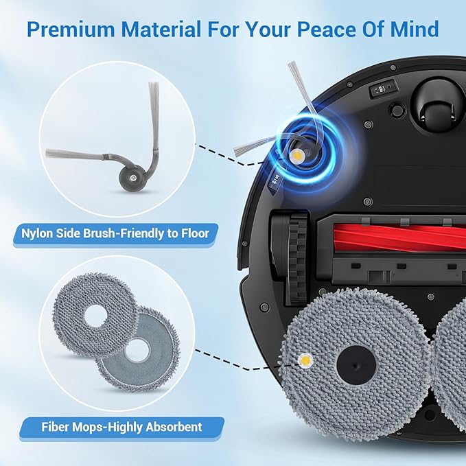 Bluevisk QV 35A Replacement Parts for Roborock QV 35A QV 35S QR 598 QR 798 Robotic Vacuum Cleaner with 1 Roller Brush,4 Mops,4 HEAP,4 Side Brushes,6 Dust Bags,1 Screwdrivers,1 Clean Brush Accessories