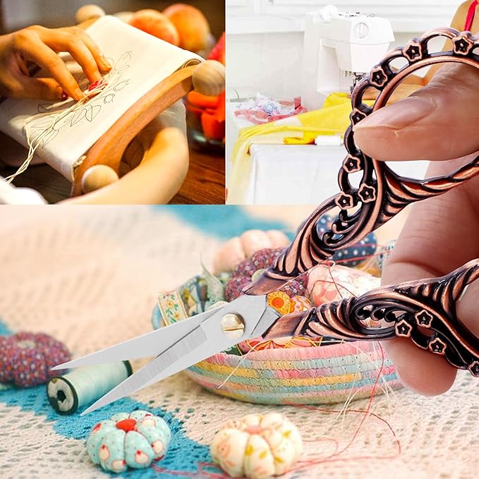 BIHRTC 4.5Inch Small Sewing Scissors Cross Crochet Scissor with Artificial Leather Cover Stainless Steel Tip Top Threading Scissors for Embroidery Needlework Craft Artwork