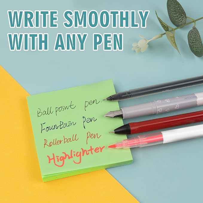 Sticky Notes 3x3 Small Self-Stick Pads, 48 Pads in 6 Pastel Colors, Cute Sticky Notes, Adhesive Memo Pads for Office, Home, School, Meetings, 100 Sheets/Pad