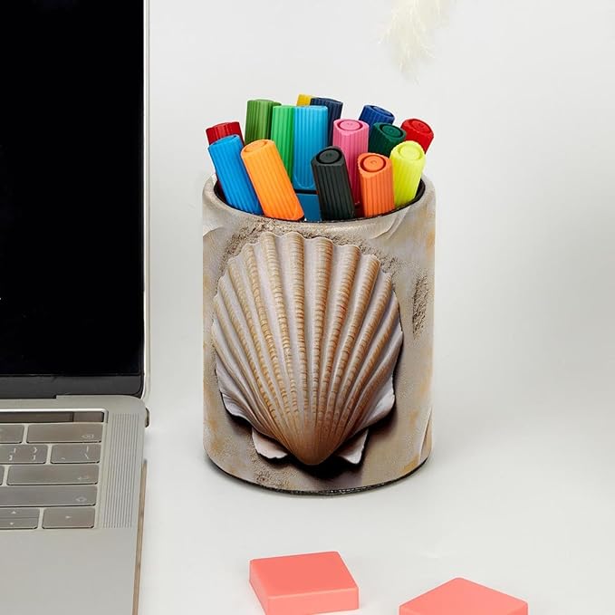 Pen Holder For Your Desk, Pencil Holder Organizes All Pens, _Shell Sand (1) Pen Cup For Your Office Decor