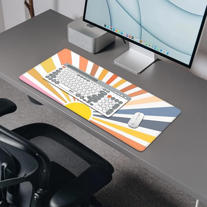 Straight Sun Rays Mouse Pad,XL Sunlight Mousepad Desk Pad with Stitched Edges,Non-Slip Waterproof Rubber Base Simplicity Mouse Mat Desk Mat for Office Computer Keyboard Laptop Home(27.5x11.8 in)