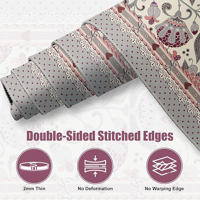 Cute Desk Mat, Large Desk Matt for Desktop, Woman DeskPad Mat, XXL Big Mouse Pad, Anti-Slip Mousepad with Stitched Edges,Keyboard Pad Mouse Mat Cover for Computer 35.4×15.7 in,Cream Flowers