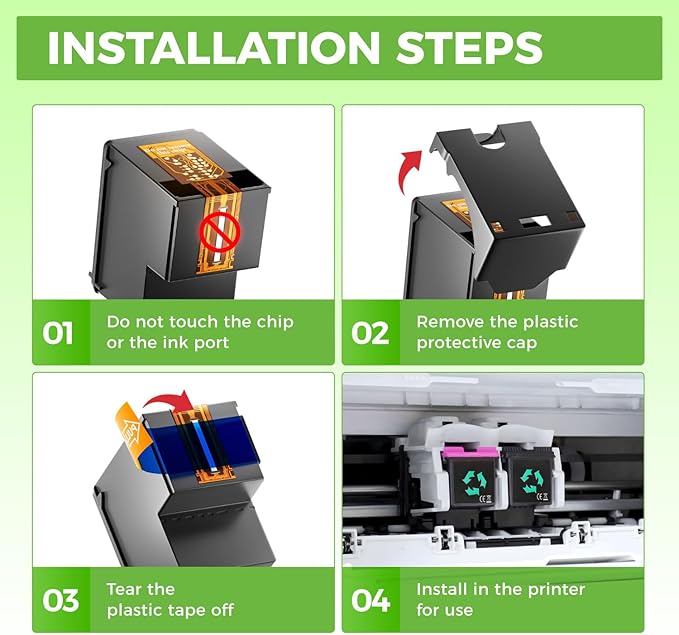 67XL Ink Cartridge High Yield 2-Pack Replacement for HP 67 XL Black Tri-Color Compatible for HP Ink 67 67XL for DeskJet 2755e 2700 2855e 2800 2752 2742e 4155e 4255e 4100 Envy 6055 6055e 6455e Printer