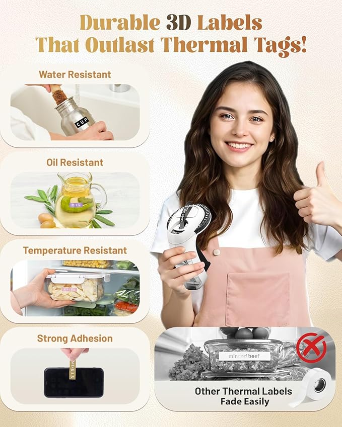 Embossing Label Maker Machine, 10-Roll Color 3D Embossed Tapes, Retro Vintage Label Maker, Old School Manual Embosser for Home DIY Crafts & Scrapbook Supplies