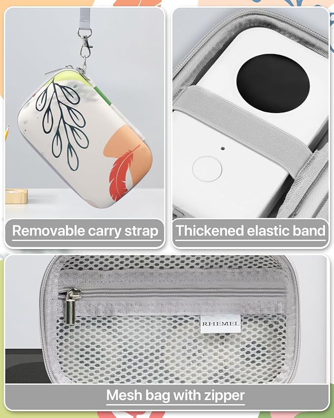 Label Maker Case for Label Maker Machine, EVA Travel Case with Designed Pattern, Compatible with D30, P21, E10, D110 Label Maker (Box Only), Morandi