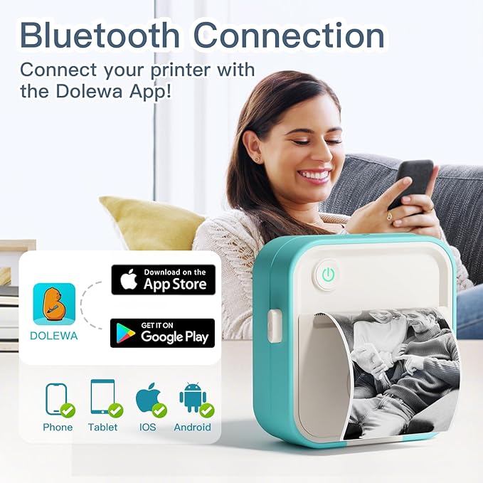 Label Maker Machine with Tape, Little Printer, Portable Thermal Printer Compatible with iOS & Android, Sticker Maker for School, Home, Office, Photos, Notes (Blue)