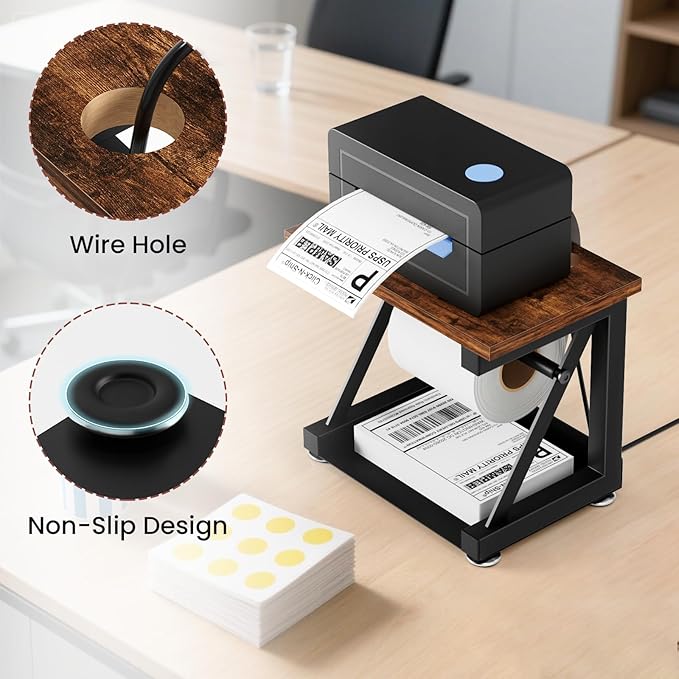 Label Holder for Rolls and Fan-fold Labels, Heavy Duty Metal Thermal Label Holder for Desktop Thermal Label Printer, Thermal Printer Accessory for Office, Home, Small Business