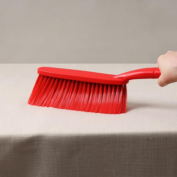 Kagyuan 1 Pack 15" Hand Broom Brush,Soft Bristle Cleaning Brush,Crumb Debris Sweeping Brush,Dusting Brush,Comfort for Bed Car Couch Desk Sofa Furniture Clothes,Small Particles Hair Remover(Red)