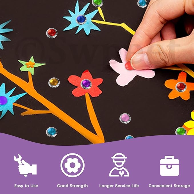 Swpeet 240 Sets 9 Styles and 5 Sizes Multicolor Split Pins Mini Brads Metal Brad with Hole Punch Assortment Kit, Metal Paper Brass Paper Fasteners Pastel Brads for Scrapbooking and Clothing Shoes