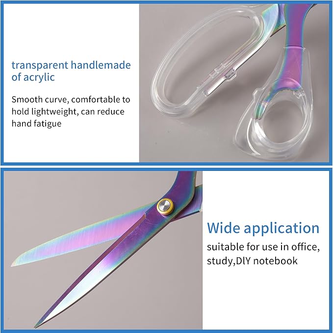 Acrylic Scissors, 9” Ultra-Sharp Titanium Coated Blades and Sharp All-Purpose Scissor, Sewing Scissors, Office Scissor, Comfortable Handle Design, Versatile Usage