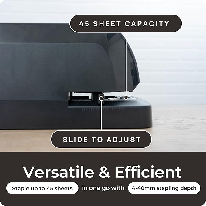 Heavy Duty Electric Stapler - Heavy Pro, 45 Sheet Capacity, Quiet Operation, Jam-Free and Easy Reload - AC Adapter