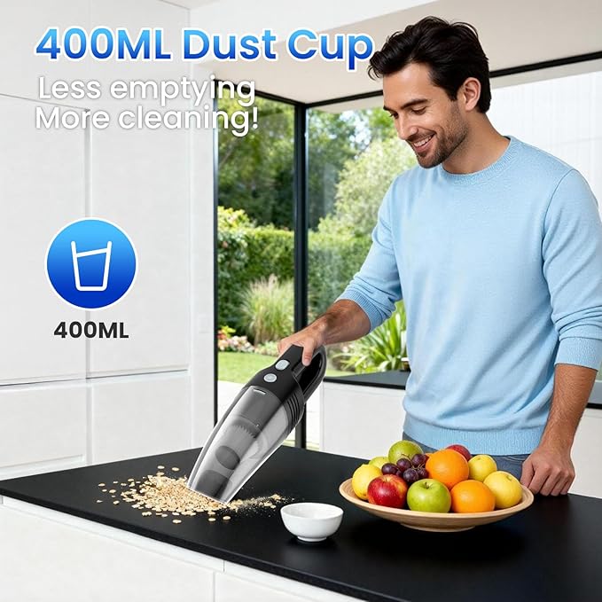 Loeeosu Handheld Vacuum Cordless Car Vacuum Cleaner 11000PA High Power Portable 1.4lbs Lightweight Rechargeable with 2 Filter Multi-Nozzles for Home Office Pet Hair Dust