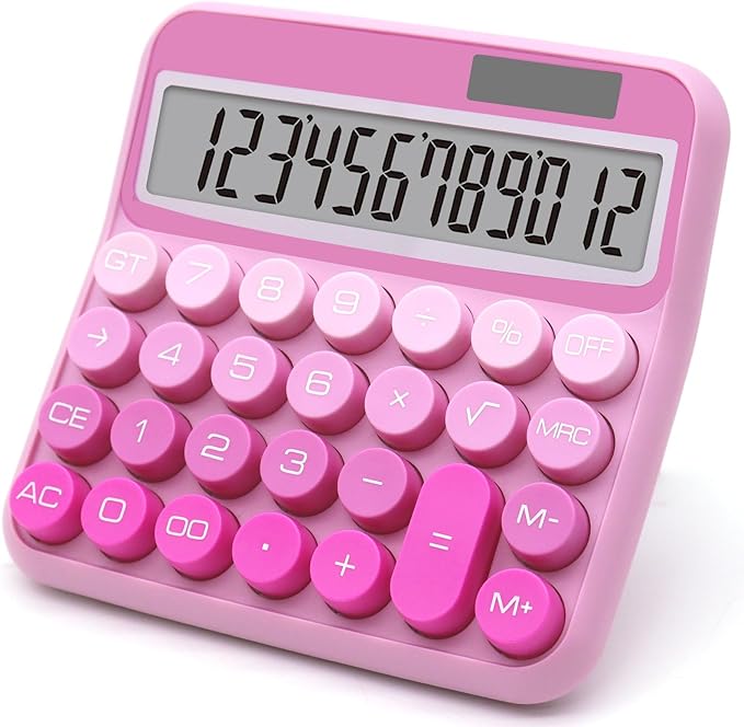 Gradient Pink Calculator, Big Button Calculator with Large LCD Display, Hot Pink Office Desk Accessory for Offices, Schools, Homes and Businesses
