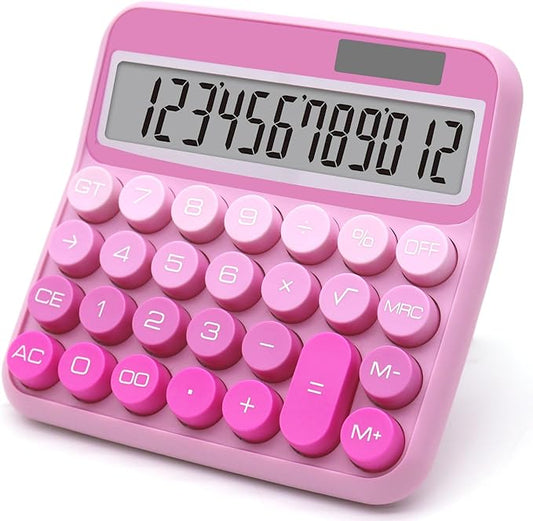 Gradient Pink Calculator, Big Button Calculator with Large LCD Display, Hot Pink Office Desk Accessory for Offices, Schools, Homes and Businesses