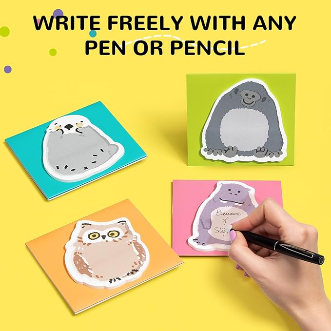 M&G 12 Pads Animal Sticky Notes Set, 360 Sheets Cute Cartoon Memo Pads with Foldable Stand, 30 Sheets/Pad, Chubby, Puffy & Beamy Animal Designs,3×2 Inch Self-Stick Notes for School, Office, Home