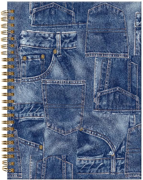 Spiral Journal Notebook,A5 Hardcover Lined Journals for Women Girl 6 x 8.3 in,120 Pages Thick Paper,Cute College Ruled Writing Notebook for Gifts Office Work School(Denim)