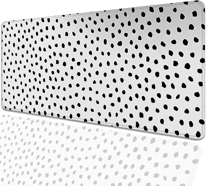 Boho Extended Desk Pad Mouse Pad,Large Polka Dot Mouse Mat with Stitched Edges,Non-Slip Rubber Base Mousepad for Office Computer Keyboard Laptop Home(27.5X11.8 in)