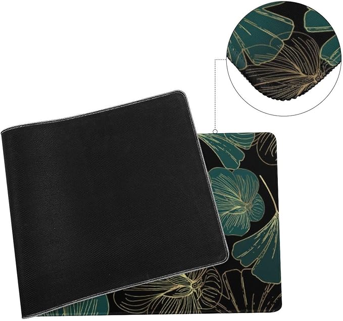 Ginkgo Leaf Large Mouse Pad, Gaming Desk Mat, XL Keyboard Desk Pad Mat for Desktop, 31.5"x11.8" Non-Slip Base Big Mousepad with Stitched Edges