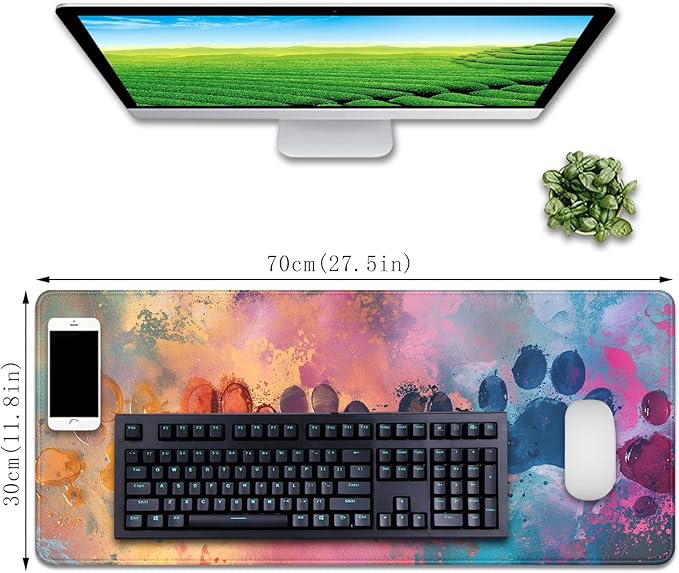 Cute Dog Paw Print Mouse Pad Desk Mat,Large Mouse Pads Desk Pad,Full Size Mouse Pad Gaming Mousepad Mouse Mat with Stitched Edge - Non-Slip Rubber Base for Office Computer Keyboard Laptop