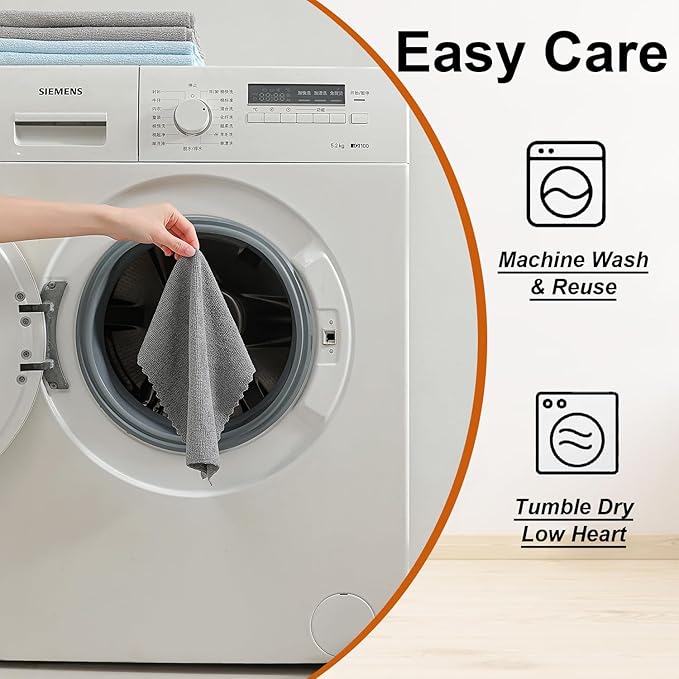 Tigona 80 Pack Microfiber Cleaning Cloth Roll,Lint Free Rags & Tear Away Reusable Towels Washable Scratch,Ultra Absorbent Dish Rags(12" x 12") for Car Kitchen Home Garage-Dark Gray