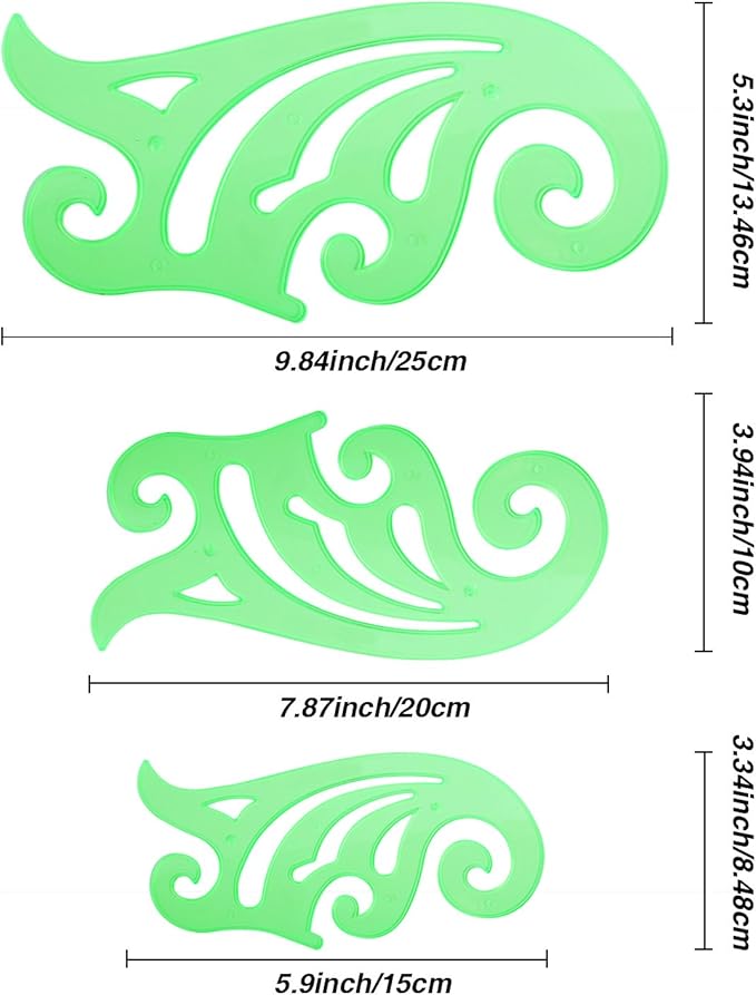6 Pieces Plastic French Curve Ruler Multi-Function Comic Template Tool Set for Drafting Drawing Template, 6 Assorted Sizes