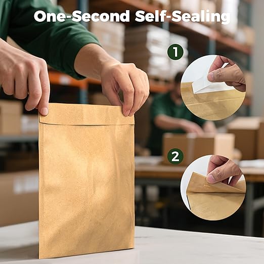 Tera Honeycomb Padded Mailers Envelopes: 5.9 x 10.7 inch 100 pcs 4-Layer Protection Self Seal Biodegradable Recyclable Kraft Paper for Jewelry Makeup Small Business Shipping Bags