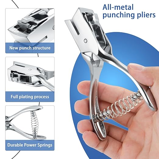 IMLIKE Badge Hole Punch for ID Cards:All Metal Handheld Slot Hole Punch,No Burrs,One Slot Badge Hole Puncher for ID Card,Badge PVC and Blinds Hole, 15mm x 3mm Hole