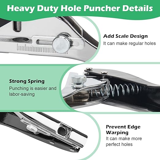 3/8 Inch Single Hole Punch, Windspeed 10 MM Circle Heavy Duty Portable Paper Hole Puncher for Paper Crafts with 5 Pcs Colors Self-Adhesive Stickers