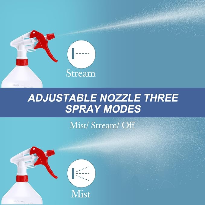 10 Pcs 48 oz Plastic Spray Bottle Bulk Refillable Empty Leakproof Heavy Duty Spray Bottles with Adjustable Nozzle for Cleaning Supplies Mist Bottles Planting(Red White,Classic Style)