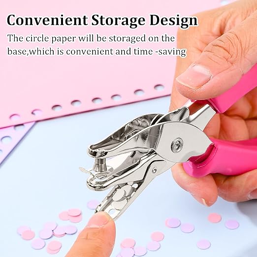 12 Pieces Single Hole Punch, Handheld 1/4 Inch Hole Paper Punch with Grip Handles, Circle One Holes Punches for Craft Paper Greeting Cards Scrapbook Notebook (Multicolor)