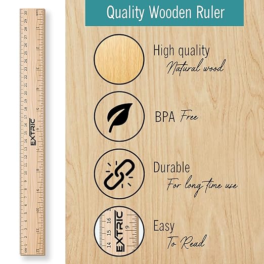 Rulers 12 Inch, Rulers Bulk for Classroom – Wooden Ruler for Kids 25 Pack Great for School, Classroom, Imperial and Metric Measurements for Office and Home