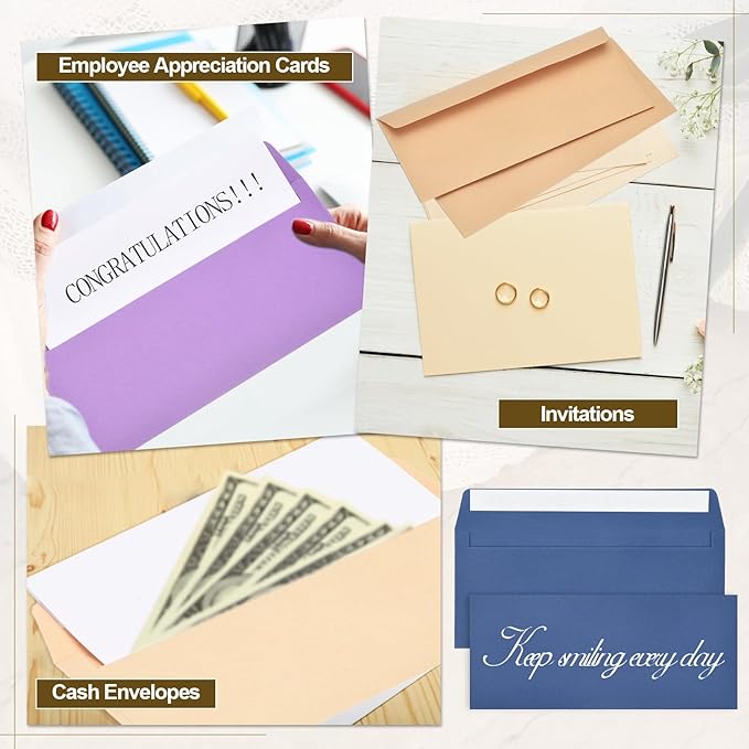 PATIKIL 100 Pack Dark Blue #10 Business Envelopes, Colored Self Seal Letter Size Envelopes for Business Mailing Office Checks Invitation, 4-1/8 x 9-1/2 Inches