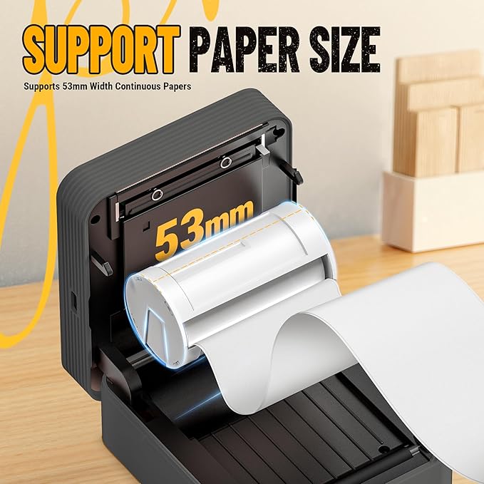 Nelko Sticker Printer, PM230 Print Pod Mini Bluetooth Portabel Sticker Maker with 3 Rolls Paper, Print Pods Mini Printer with Multiple Templates for Phone & Tablet，for School Office Home, Black