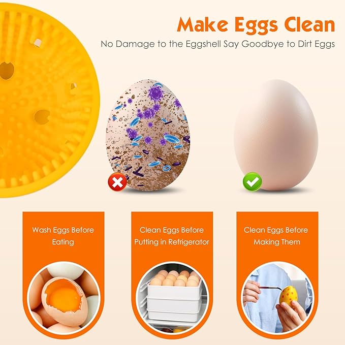 Egg Brush Cleaner, Egg Cleaner for Fresh Eggs, Cute Chick Shaped Egg Wash and Brush, Washing Egg Tool for Standard Sized Eggs (Orange)