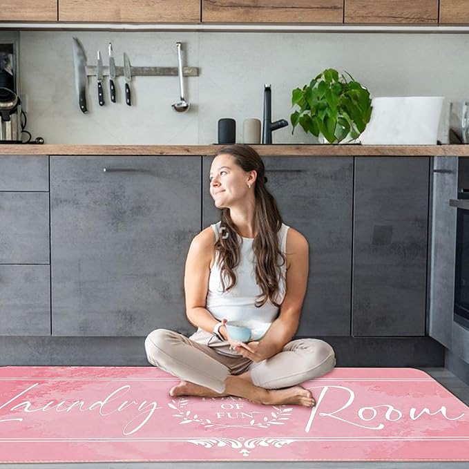 Laundry Room Rug Runner 24"X72" Non Slip Farmhouse Mats Organization and Washable Floor Long Rugs for Laundry Room Accessories Mudroom Kitchen Bathroom Area Rugs Decor