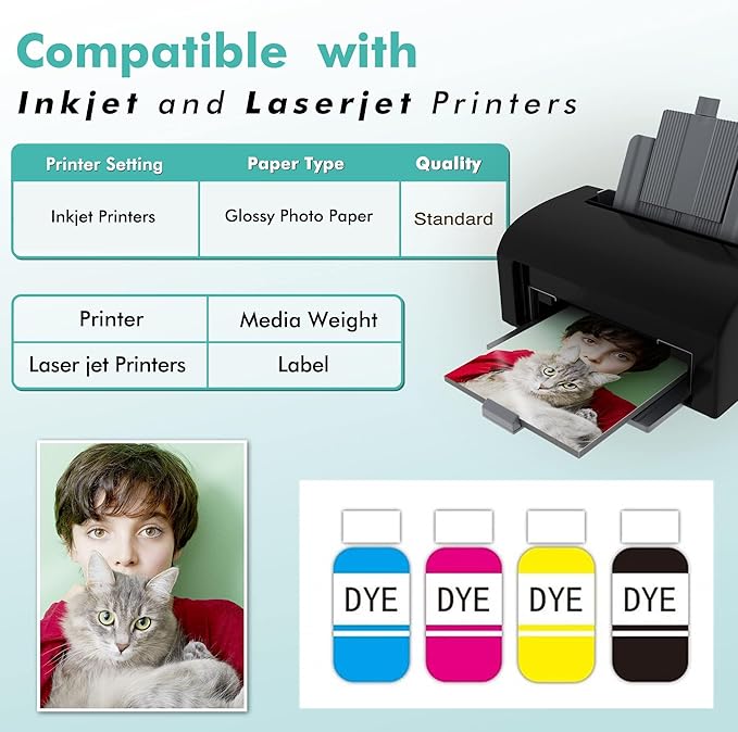 Koala Thin Double Sided Semi-Gloss Photo Paper 11X17 Inch 100 Sheets 32LB for Inkjet and Laser Printer for Menu Flyer Print