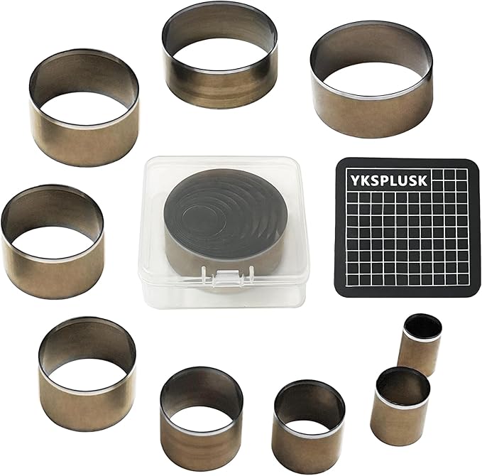 Leather Circle Cutter Tool Set, 9 Pieces Circle Punch Tools 15 20 25 30 35 40 45 50 55mm, High Carbon Steel Round Leather Cutting Dies - Leather Hole Punch Tool Kit for DIY Leather Crafts