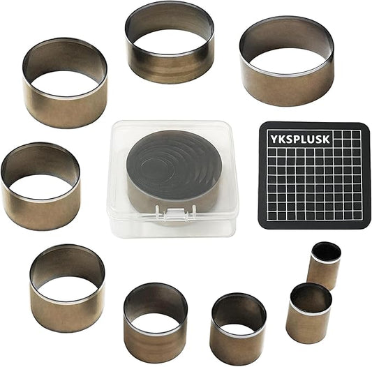 Leather Circle Cutter Tool Set, 9 Pieces Circle Punch Tools 15 20 25 30 35 40 45 50 55mm, High Carbon Steel Round Leather Cutting Dies - Leather Hole Punch Tool Kit for DIY Leather Crafts