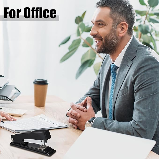 Yahenda 10 Pieces Staplers Bulk with Staples 20 Sheet Capacity Black Compact Desktop Heavy Duty Stapler for Desk Office School