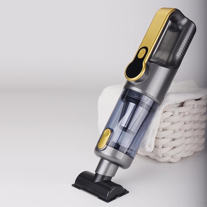 VIPDIGI Handheld Vacuum Cordless, Car Vacuum Portable Cordless 6000mAh Dust Busters Rechargeable Brushless Motor 18000Pa Strong Suction, Portable Vacuum for Car Home with 6 Accessories, Yellow