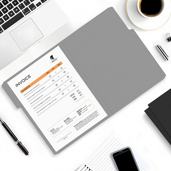 SUNEE File Folders, 100 Pack Manilla Folders 8.5 x 11, Colored Folder Office Organization Home School Folders for Documents Files Paper, Black