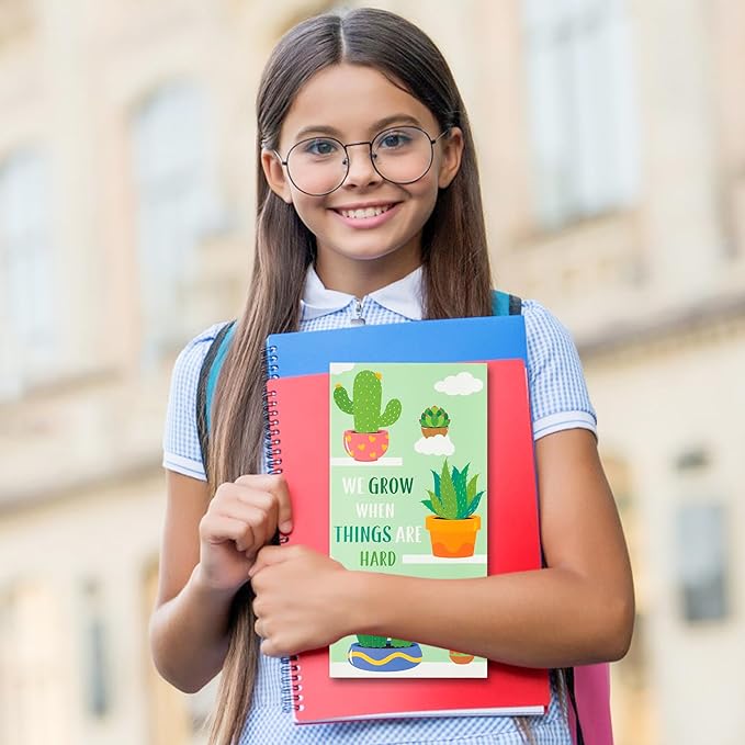 Xqumoi We Grow When Things are Hard Sticky Notes Set, 550 Sheets, Cute Cactus Shaped Self-Stick Notes Pads Plant Divider Tabs Bundle Writing Memo Pads Back to School Office Supplies Small Gift