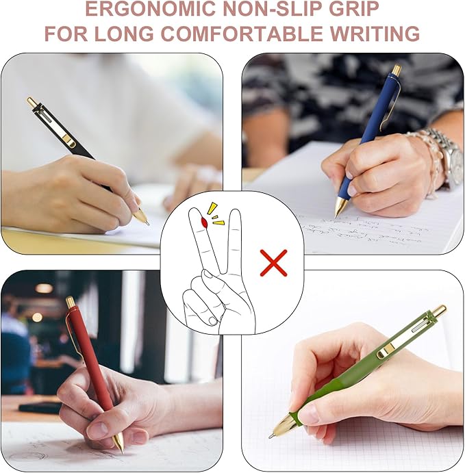 Linbsunne Gel Pens Black Ink Pen 0.5mm fine Point Pens Smooth Writing Retractable Office Supplies (Vintage-12 pcs)