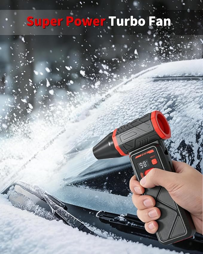 Compressed Air Duster, 150000RPM Electric Air Duster with 8000mAh Rechargeable Battery, Stepless Speed, 90° Adjustable Nozzle & LED Light, Cordless Mini Air Blower for Pc, Keyboard, Car, Home,Outdoor