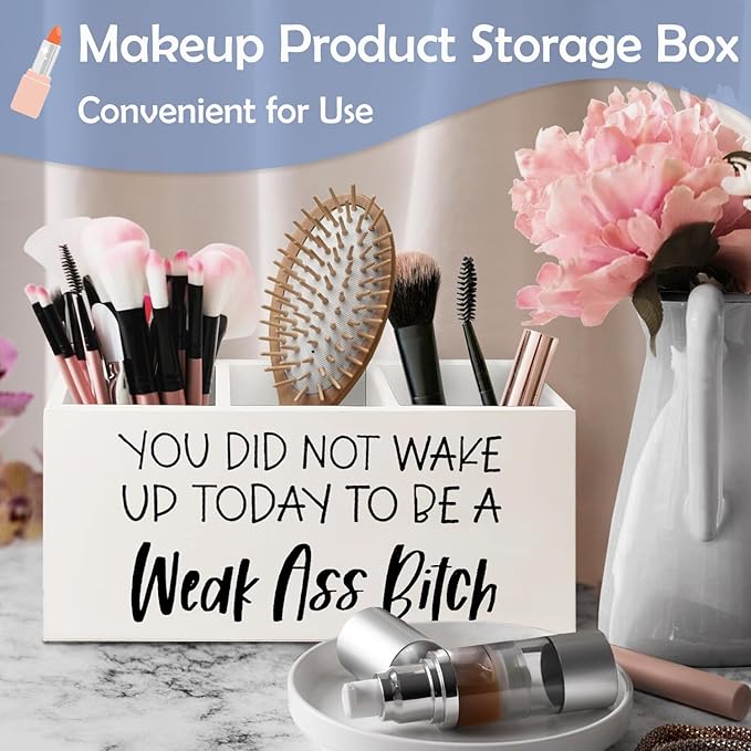 SNNDER Motivational Office Pen Holder for Desk, Inspirational Gifts for Women Men, You Did not Wake Up Today to Be a Weakass Funny Wooden Pen Pencil Holder Organizer for Home Office Desk Accessories