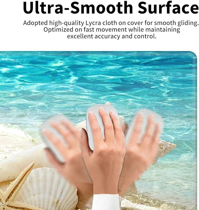 Big Desk Pad (31.5 X 11.8 Inch) Desk Mat Accessories for Women Men Desk Protector Extended Mouse Pad for Office/Home Accessories Writing Pad for Top of Desks +Cup Coaster, Beach Shells