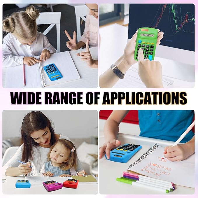 18 Pack Basic Calculators for Students, Pocket Calculator Bulk Classroom Mini Calculators Solar and Battery Dual Powered Handheld Calculator 8 Digit Display for Office School and Home (Colorful)