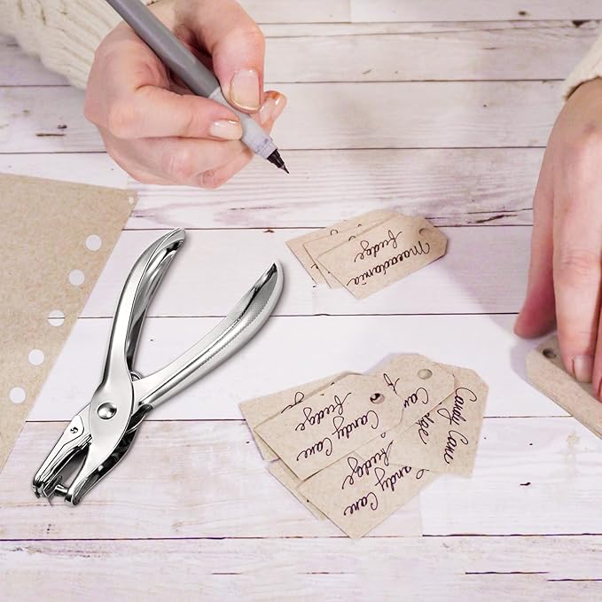 50 Pack 1 Hole Punch 1/4 Inch Single Hole Puncher Bulk Metal 5 Sheet Capacity Single Punch Set Silver Paper Punches for Greeting Cards Scrapbook Notebook Puncher Paper Hand Tool
