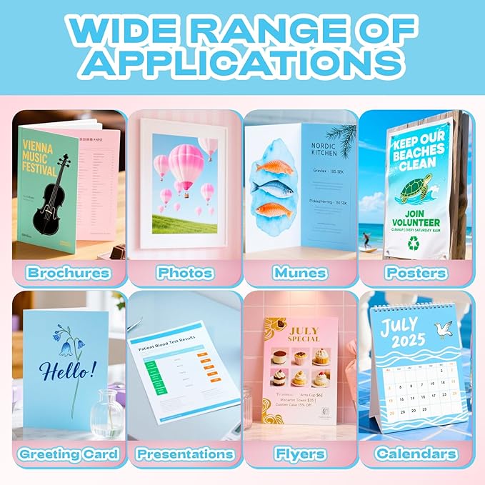 Uinkit 37lb legal size Thin Flyer Paper Glossy 8.5x14 Inkjet 100 Sheets Single Side DIY Chip Bag 135gsm Photos Picture for Inkjet Printer with Dye Ink legal size Brochure (8.5X14X100)